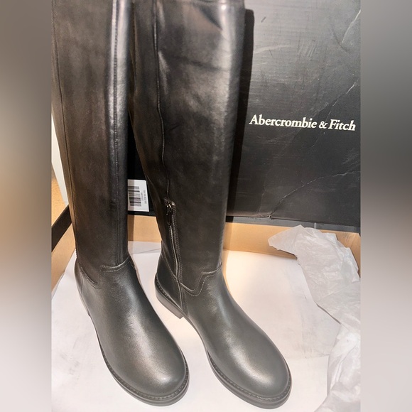 Abercrombie & Fitch Black Premium Leather Knee High Boots